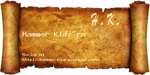 Hammer Klára névjegykártya